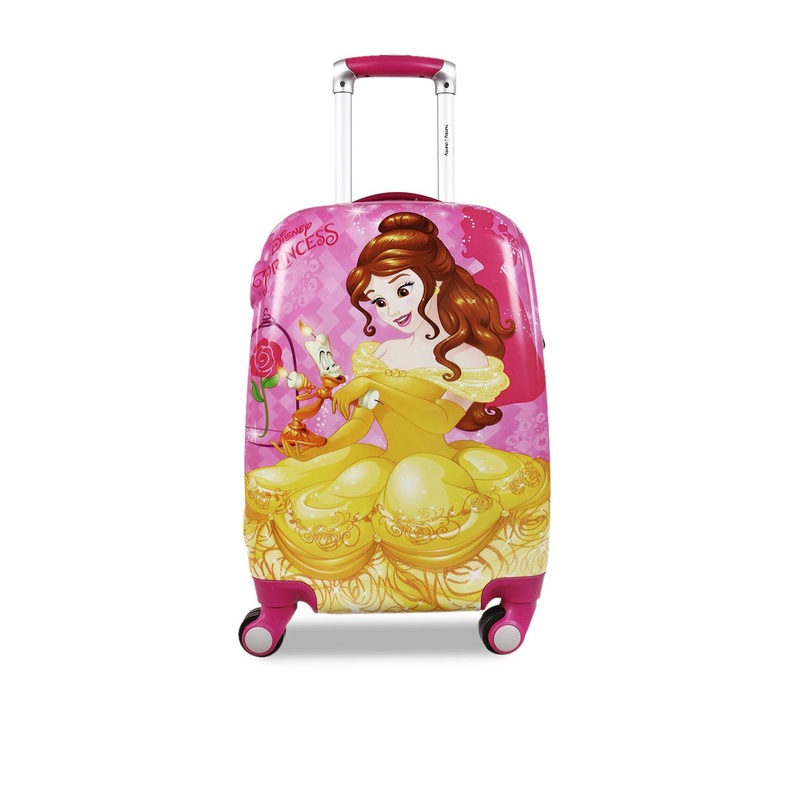 HUMTY DUMTY Girls Pink & Yellow Printed Belle Hard-Sided Cabin Trolley Suitcase