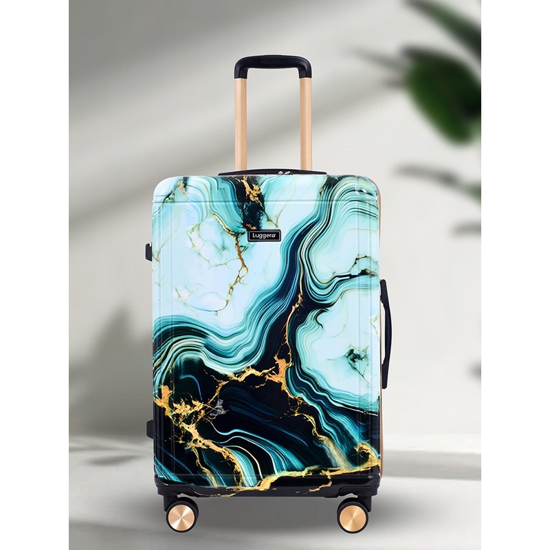 Luggero Printed Hard-Sided Medium Trolley Suitcase