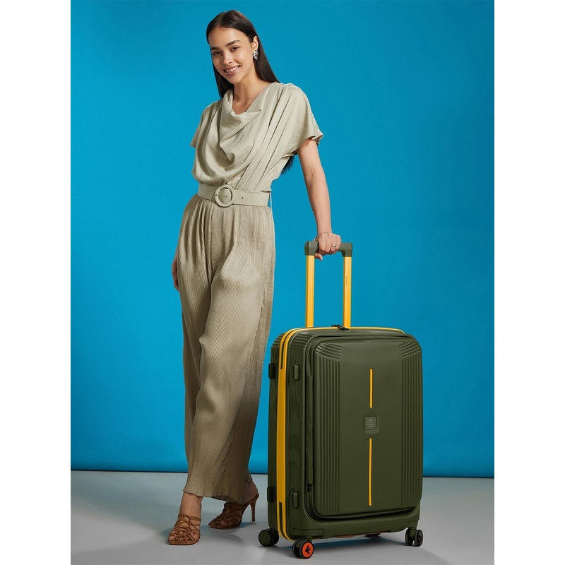 Nasher Miles Alexandria Polypropylene Medium Green Yellow Trolley Bag – 24 Inch (65 cm)