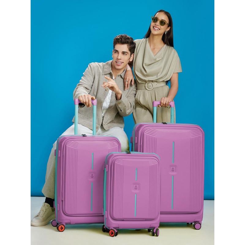Nasher Miles Alexandria Polypropylene Set of 3 S\u002FM\u002FL Purple Blue Trolley Bags (55-65-75cm)