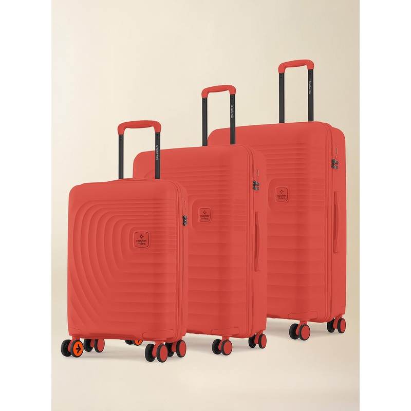 Nasher Miles Boston Polypropylene Small-Medium-Large Orange Trolley Bags (55-65-75 cm)