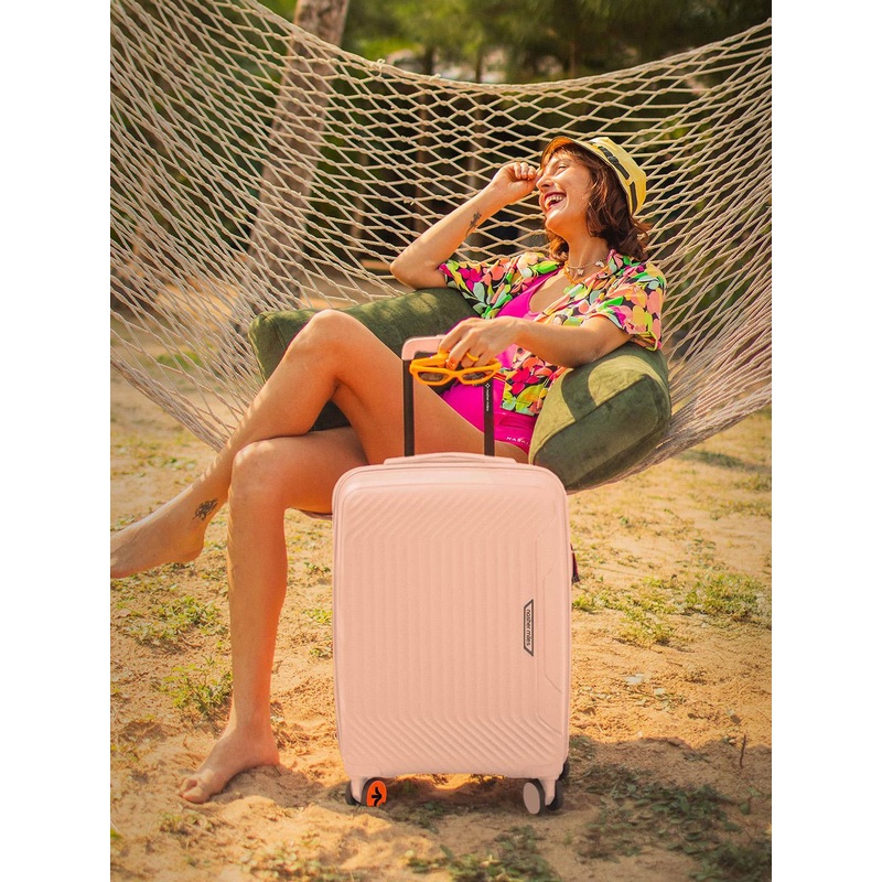 Nasher Miles Coorg Hard-Sided Polypropylene Cabin Peach Trolley Bag – 20Inch 55cm