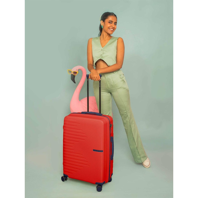 Nasher Miles Havelock Polypropylene TSA Lock Medium Red Trolley Bag – 24 Inch (65 cm)