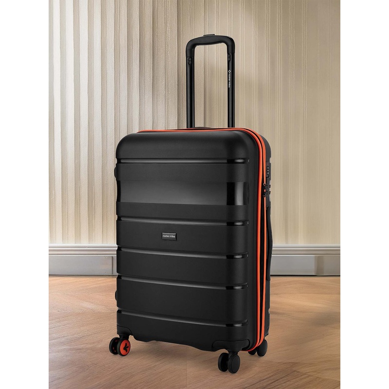 Nasher Miles Jupiter Hard Sided Polypropylene Medium Black Trolley Bag