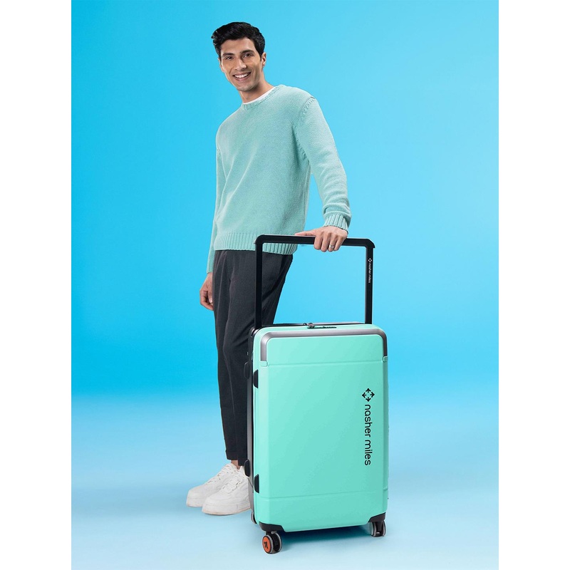 Nasher Miles Oslo Polycarbonate Medium Pastel Green Black Trolley Bag – 26 Inch (66 cm)