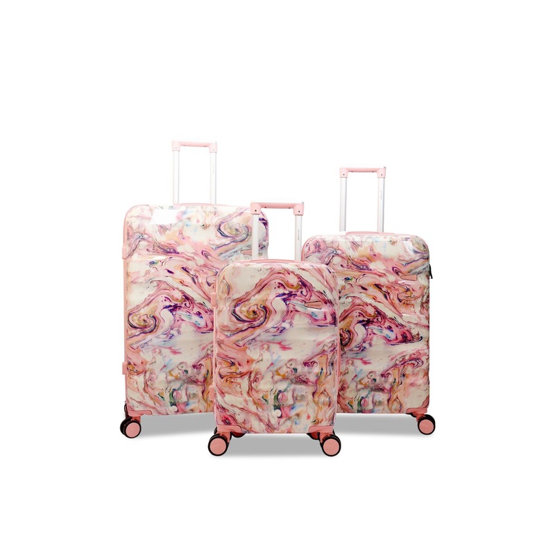 REDHORNS Holographic Set Of 3 Printed Hard-Sided Large, Medium & Cabin Trolley Bag