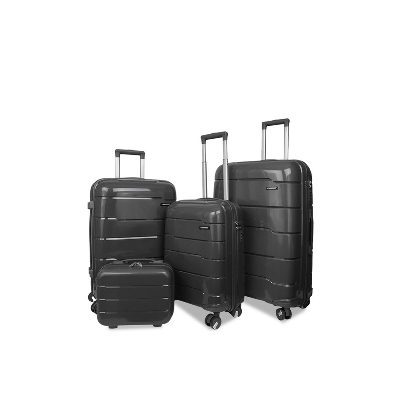 REDHORNS Set Of 4 Anti Scratch Textured Hard Sided Trolley Bags