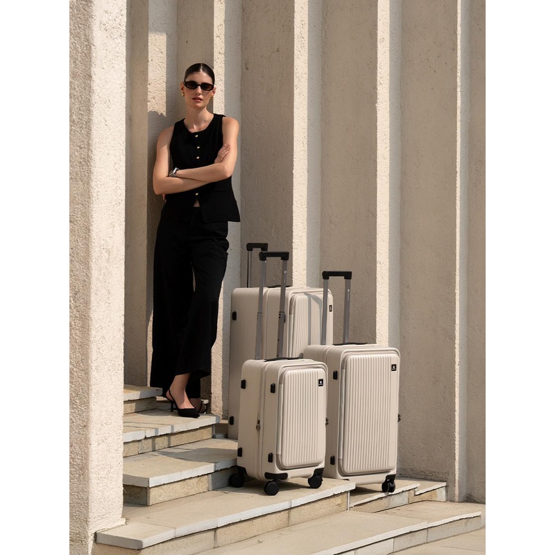 SWISS MILITA Unisex Set Of 3 Jade Textured Hard-Sided Trolley Bags