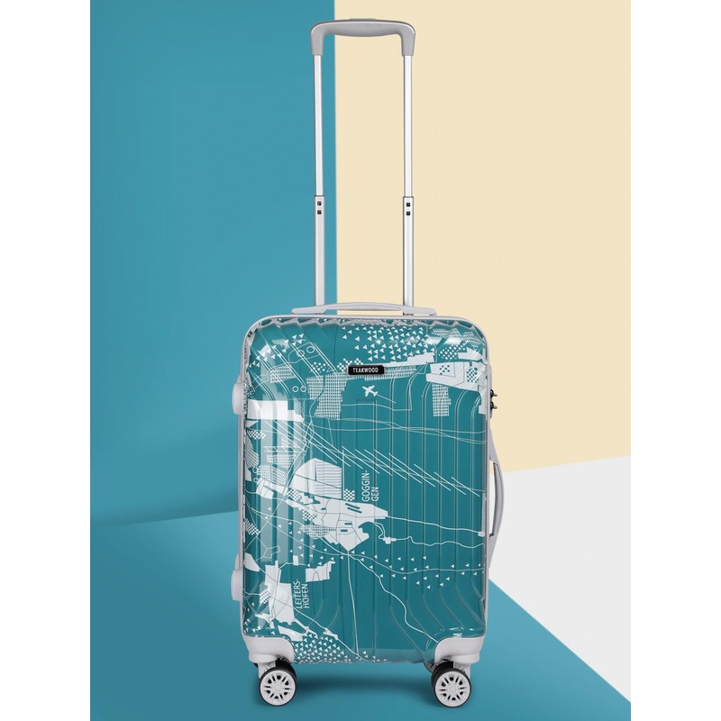 Teakwood Leathers Map Printed 360 Degree Rotation Hard-Sided Cabin-Sized Trolley Bag 32.2L