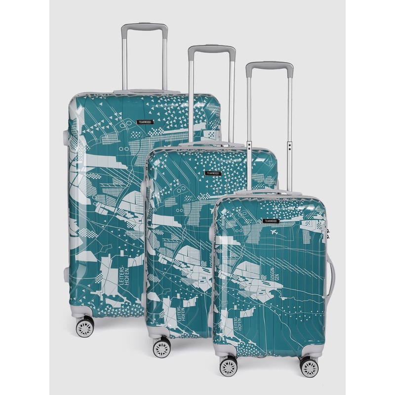 Teakwood Leathers Set of 3 Map 360 Degree Rotation Hard-Sided Trolley Bags 182L