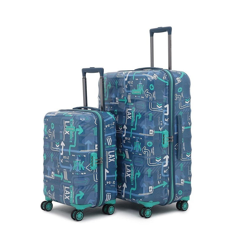 uppercase JFK Set Of 2 Printed Hard-Sided Large Trolley Bag