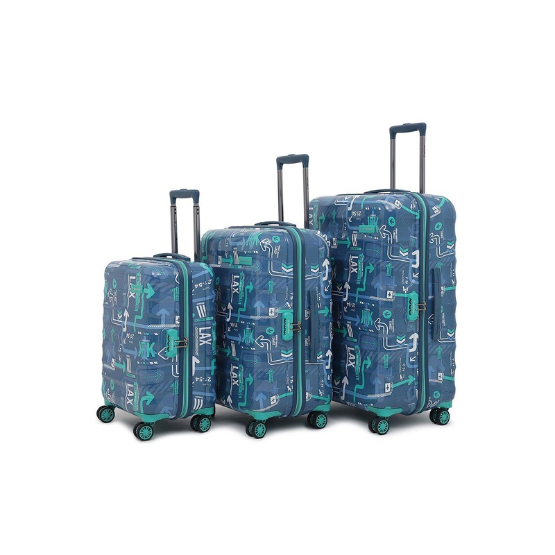 uppercase Set Of 3 Printed Hard-Sided Large, Medium & Cabin Trolley Bags