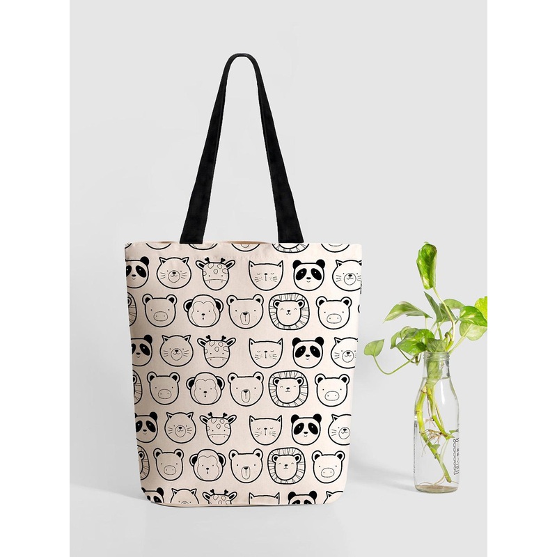 EcoRight Zipper Tote Bag – Cute Animals