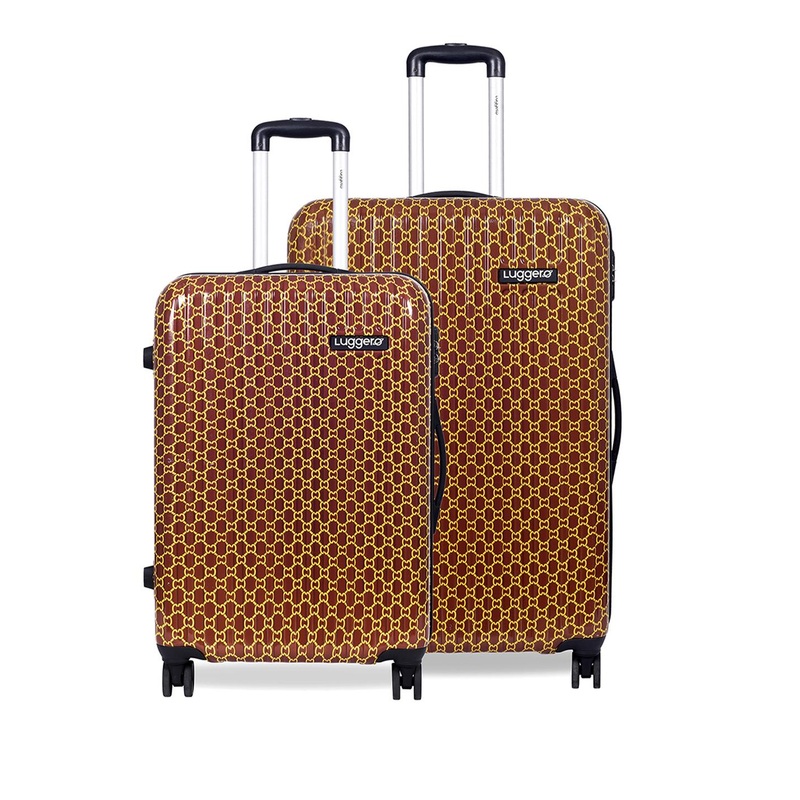 Luggero Set Of 2 Printed Hard-Sided Trolley Bag