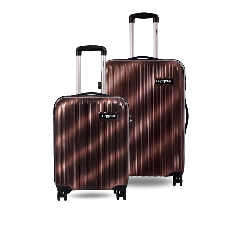 Luggero Set Of 2 Printed Hard-Sided Trolley Bags