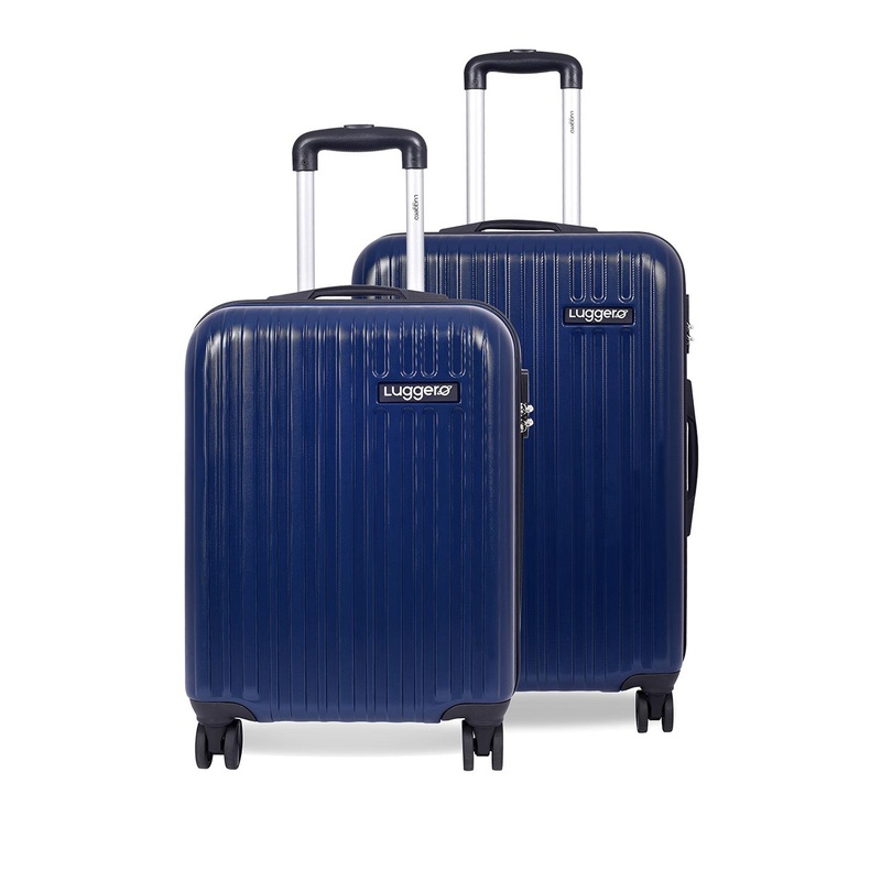 Luggero Set Of 2 Textured Hard-Sided Large Trolley Bags