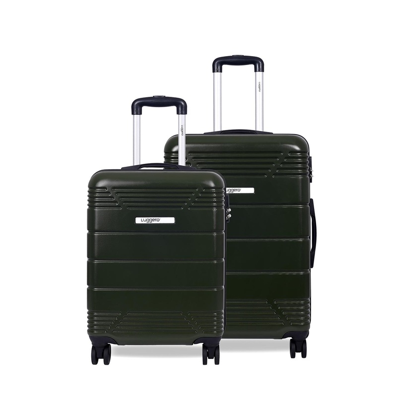 Luggero Set Of 2 Textured Hard-Sided Trolley Bag Suitcase
