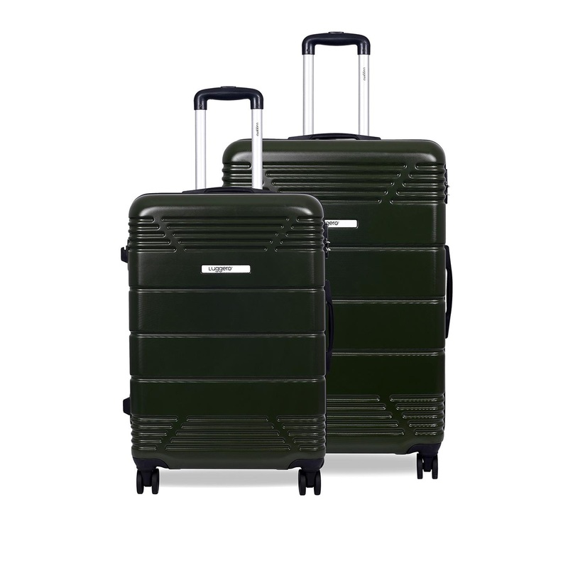 Luggero Set Of 2 Textured Hard-Sided Trolley Bags Suitcase