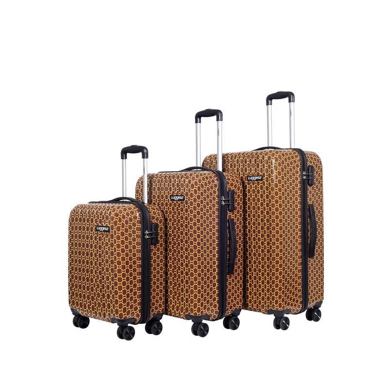 Luggero Set Of 3 Printed Hard-Sided Trolley Bags Suitcase