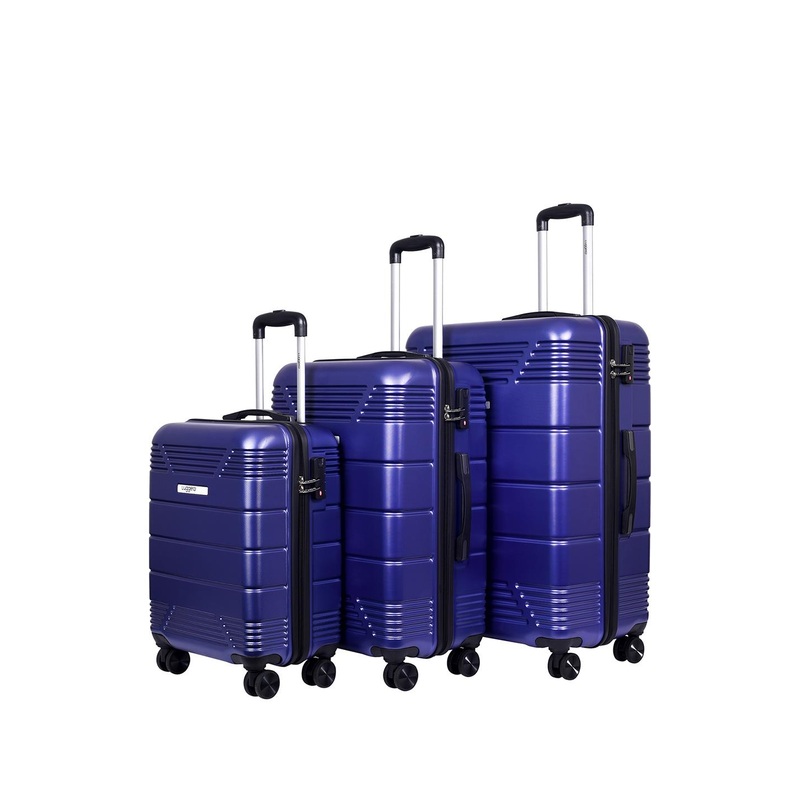 Luggero Set Of 3 Textured Hard-Sided Trolley Bags