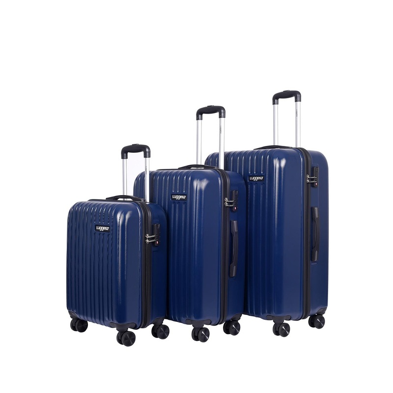 Luggero Set Of 3 Textured Trolley Bag