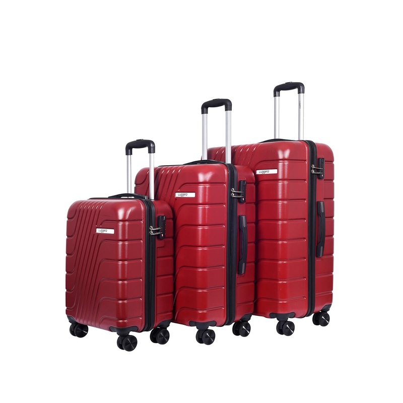 Luggero Set Of 3 Textured Trolley Bags