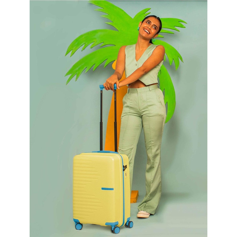 Nasher Miles Havelock Polypropylene TSA Lock Cabin Yellow Trolley Bag – 20 Inch (55 cm)