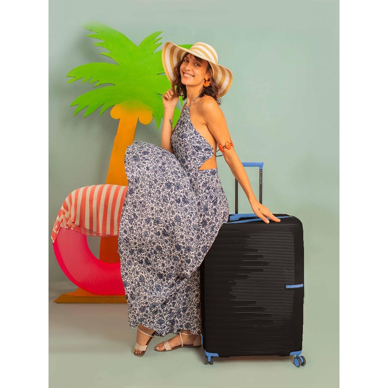 Nasher Miles Havelock Polypropylene TSA Lock Medium Black Trolley Bag – 24 Inch (65 cm)