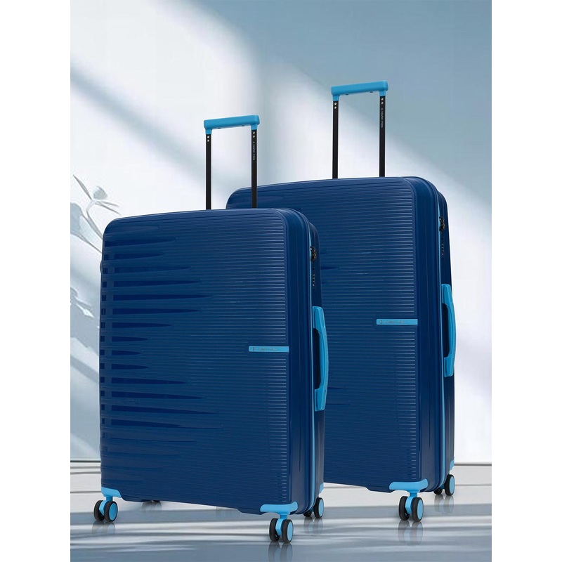 Nasher Miles Havelock Polypropylene TSA Lock Set of 2 M\u002FL Blue Trolley Bags (65-75 cm)