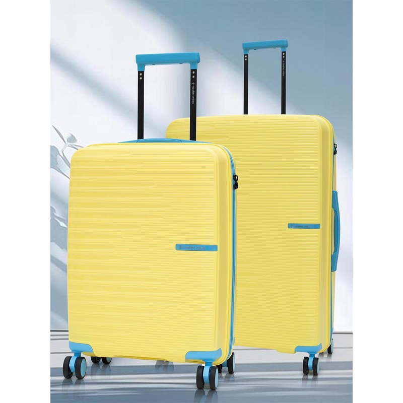 Nasher Miles Havelock Polypropylene TSA Lock Set of 2 M\u002FL Yellow Trolley Bags (65-75 cm)