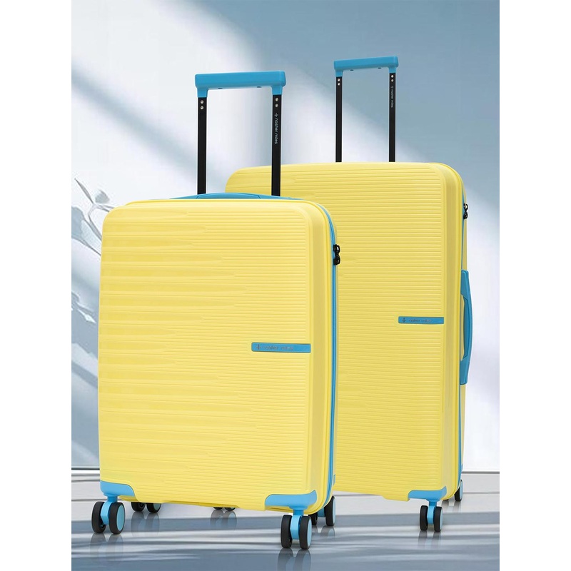 Nasher Miles Havelock Polypropylene TSA Lock Set of 2 S\u002FM Yellow Trolley Bags (55-65 cm)