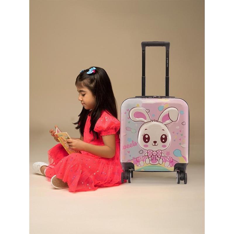 Nasher Miles TTT Zoo Bunny Polycarbonate Cabin Pink Trolley Bag – 17 inch (44cm)