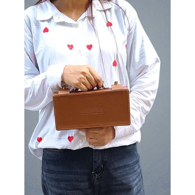 PERKED Leather Structured Handheld Bag