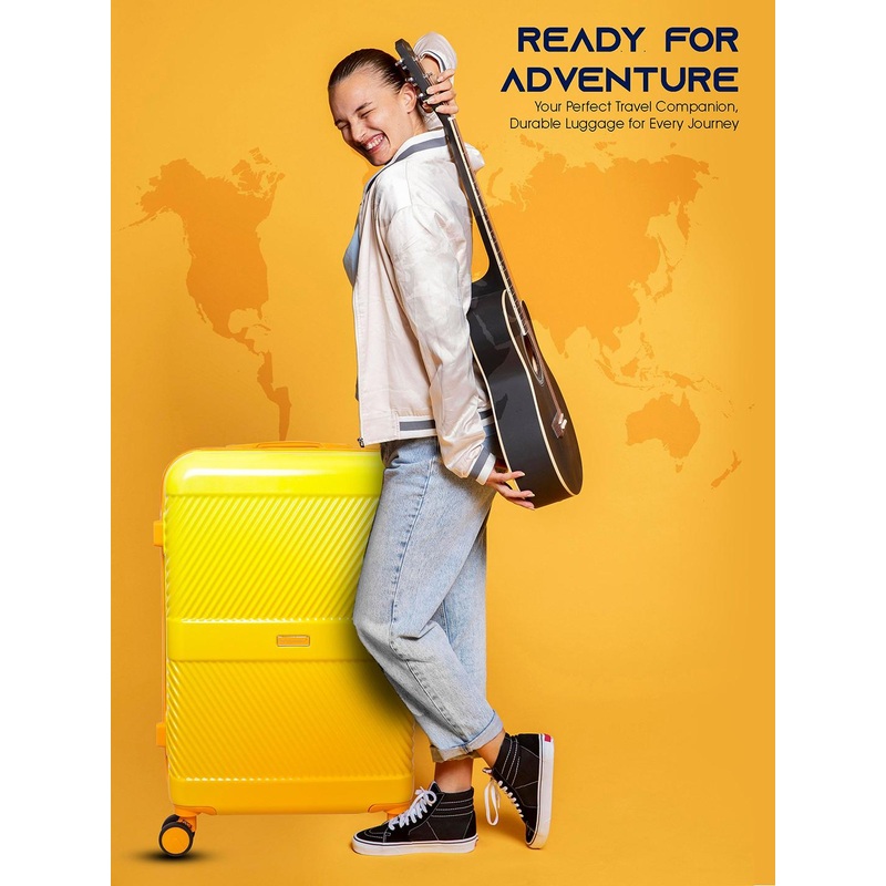 REDHORNS Set Of 3 Anti-Scratch Hard-Sided Large, Medium & Cabin Trolley Bag