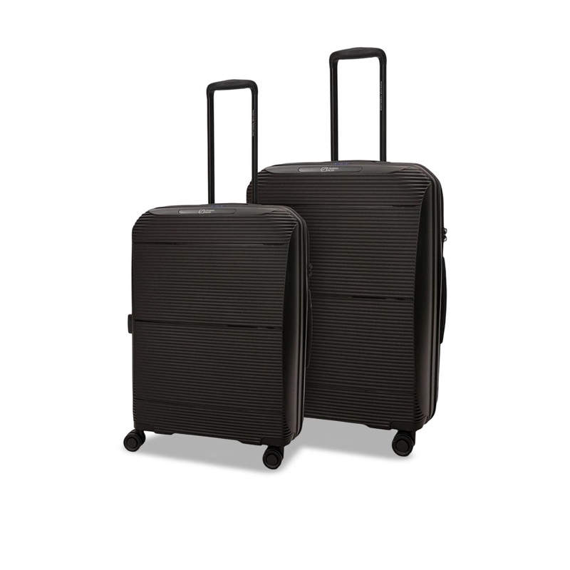 Travel Blue Set Of 2 Hard Sided Textured Trolley Bag