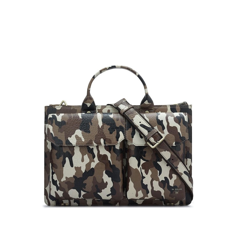 Da Milano Men Textured Leather Laptop Bag