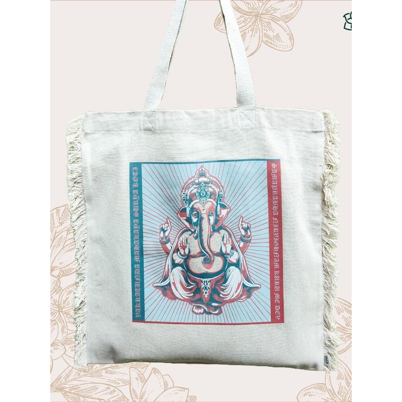 MAATIR DESIGNS Unisex Ganesha Graphic Printed Shopper Cotton Canvas Tote Bag