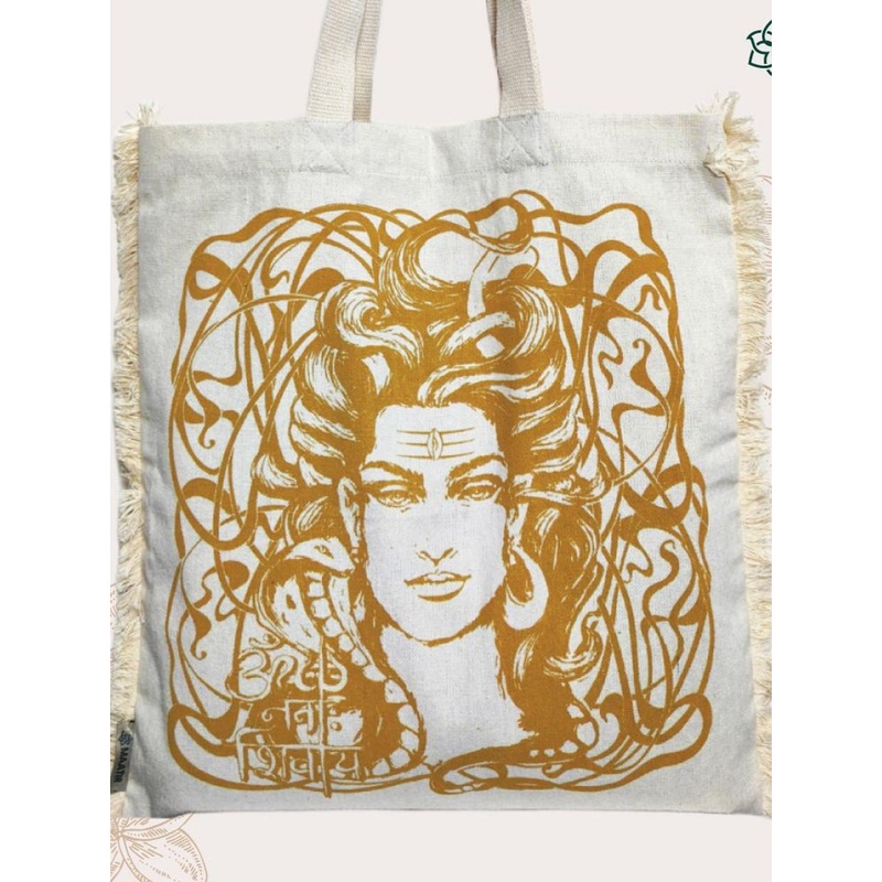 MAATIR DESIGNS Unisex Shiva Graphic Printed Shopper Cotton Canvas Tote Bag