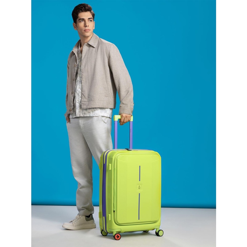 Nasher Miles Alexandria Polypropylene Large Green Purple Trolley Bag – 28 Inch (75 cm)