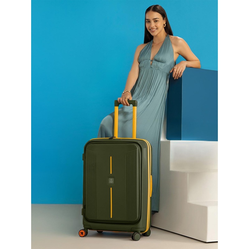 Nasher Miles Alexandria Polypropylene Large Green Yellow Trolley Bag – 28 Inch (75 cm)