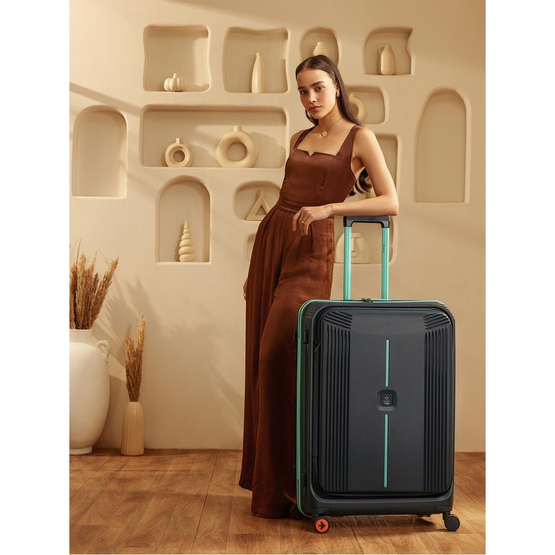 Nasher Miles Alexandria Polypropylene Large Grey Teal Trolley Bag – 28 Inch (75 cm)