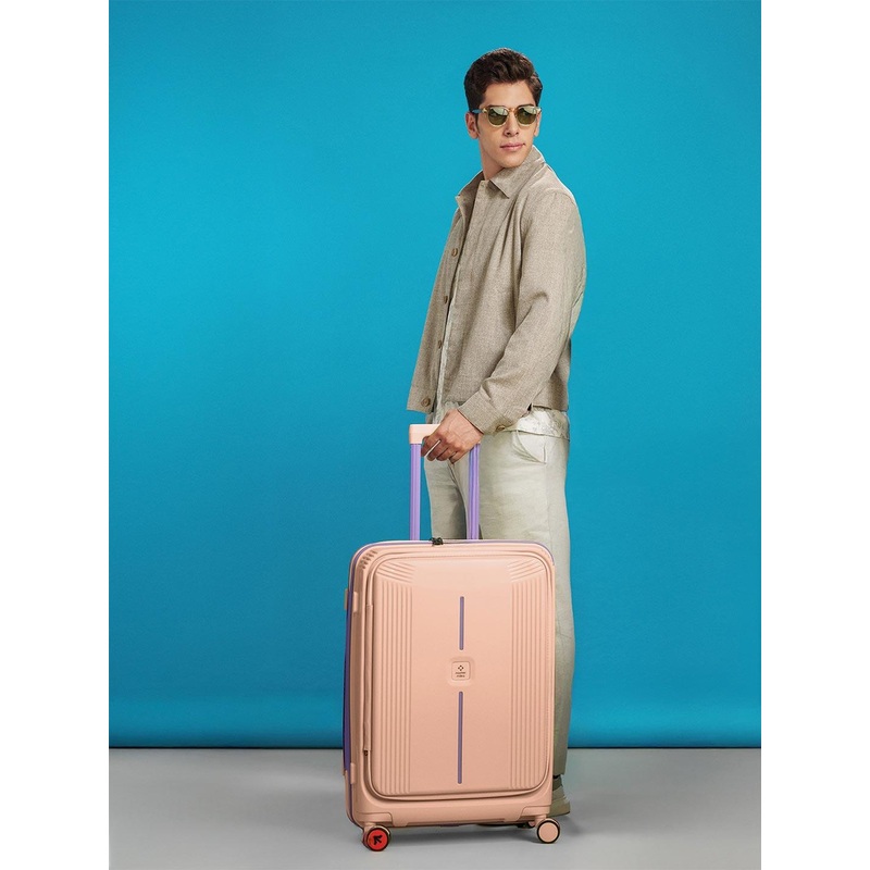 Nasher Miles Alexandria Polypropylene Large Peach Grey Trolley Bag – 28 Inch (75 cm)