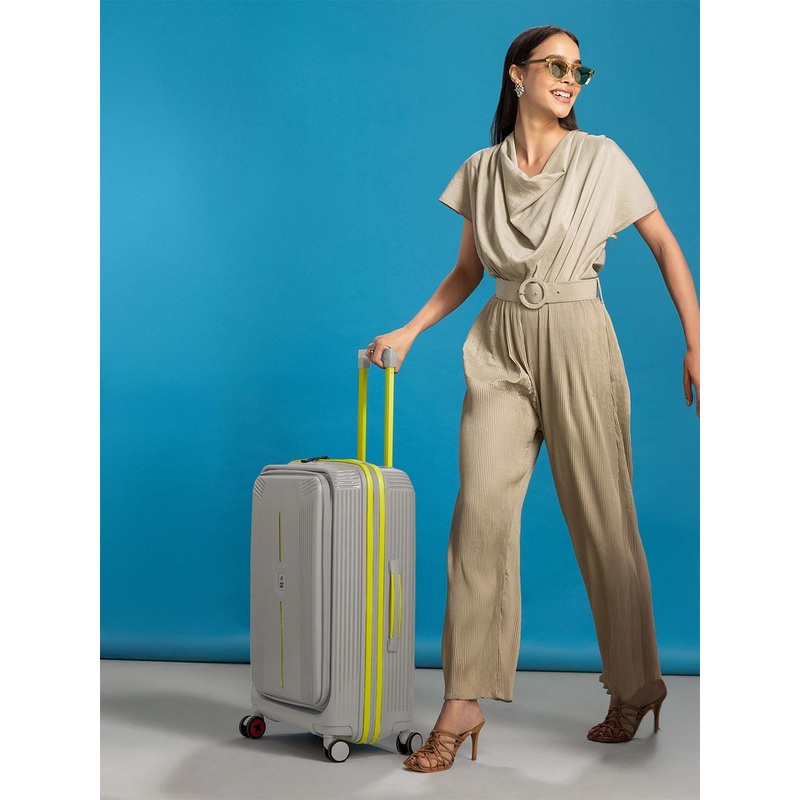 Nasher Miles Alexandria Polypropylene Medium Grey Green Trolley Bag – 24 Inch (65 cm)