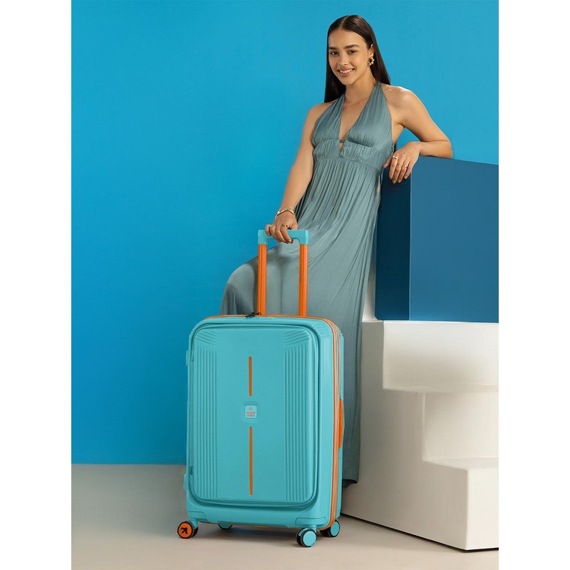 Nasher Miles Alexandria Polypropylene Medium Teal Peach Trolley Bag – 24 Inch (65 cm)
