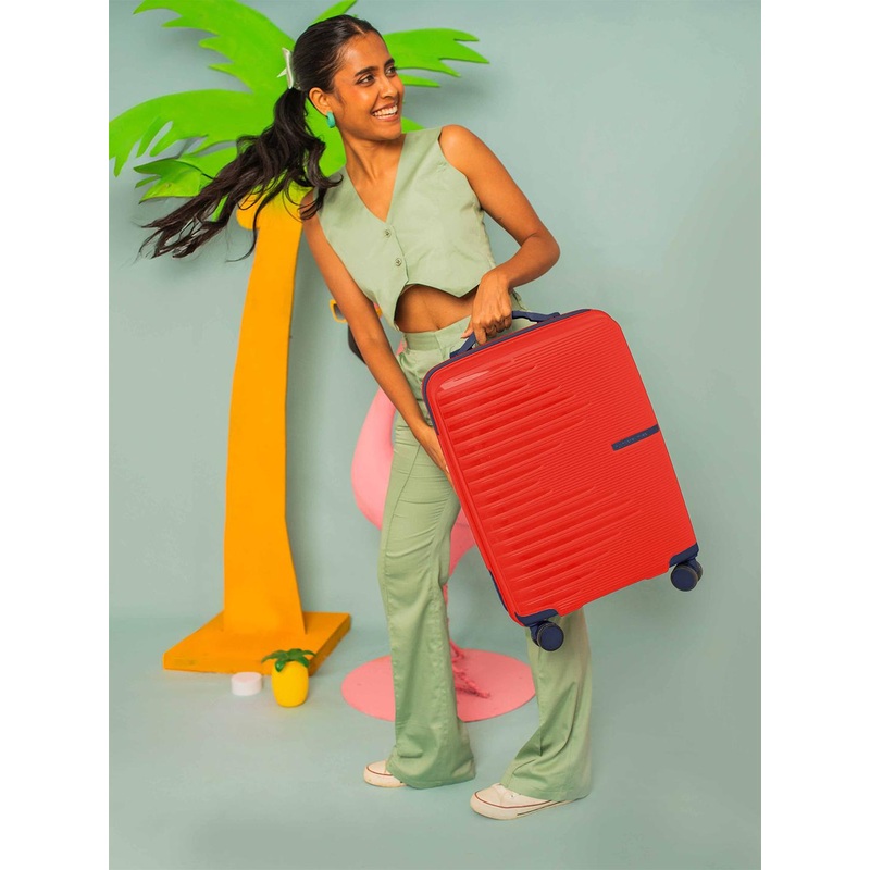 Nasher Miles Havelock Polypropylene TSA Lock Cabin Red Trolley Bag – 20 Inch (55 cm)