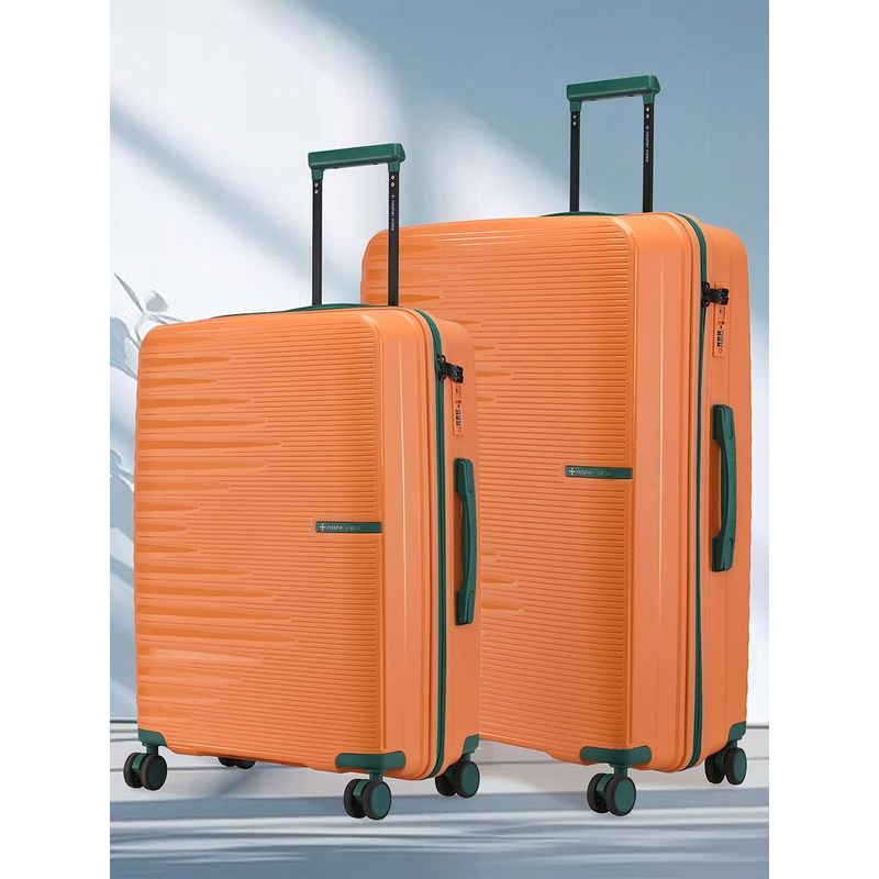 Nasher Miles Havelock Polypropylene TSA Lock Set of 2 M\u002FL Orange Trolley Bags (65-75 cm)