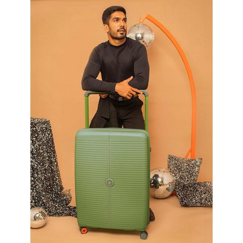 Nasher Miles Unisex Dubai Polypropylene Large Green & Brown Trolley Bag – 28 Inch (75 cm)