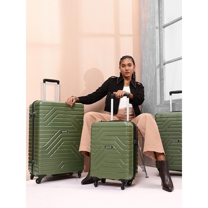 Roadster Unisex NEXO Set of 3 Hard Sided Trolley Suitcases – Cabin, Medium & Large