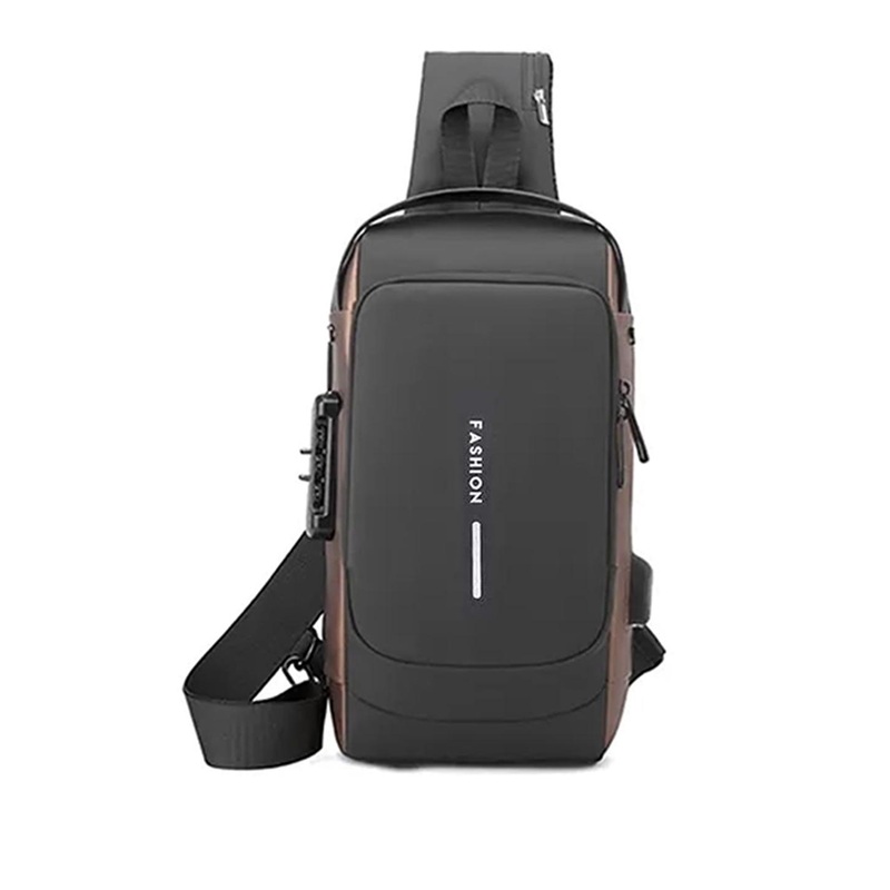 RRK Unisex Contrast Detail Backpack with USB Charging Port