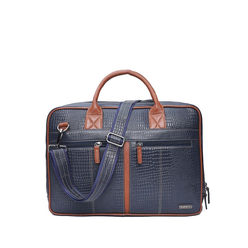 Stamp Unisex Leather Laptop Bag
